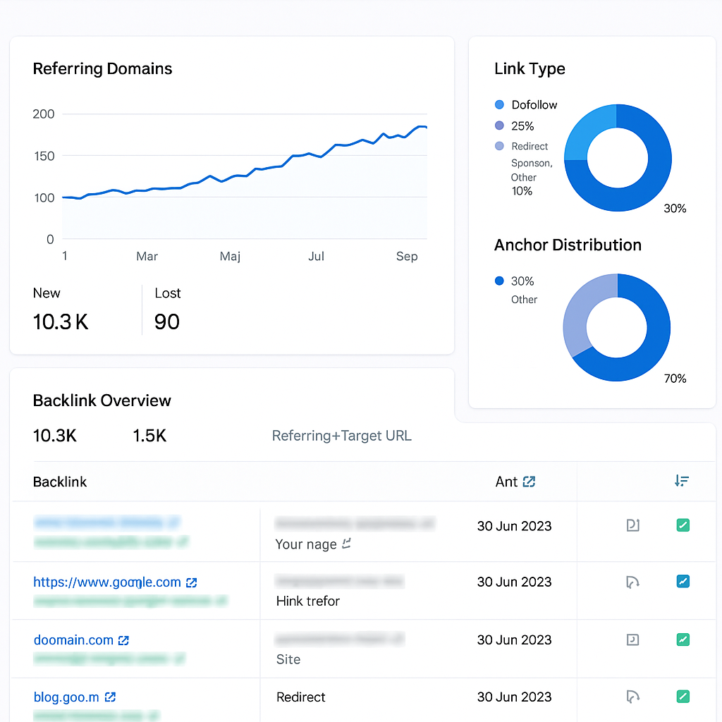 Backlink analysis dashboards